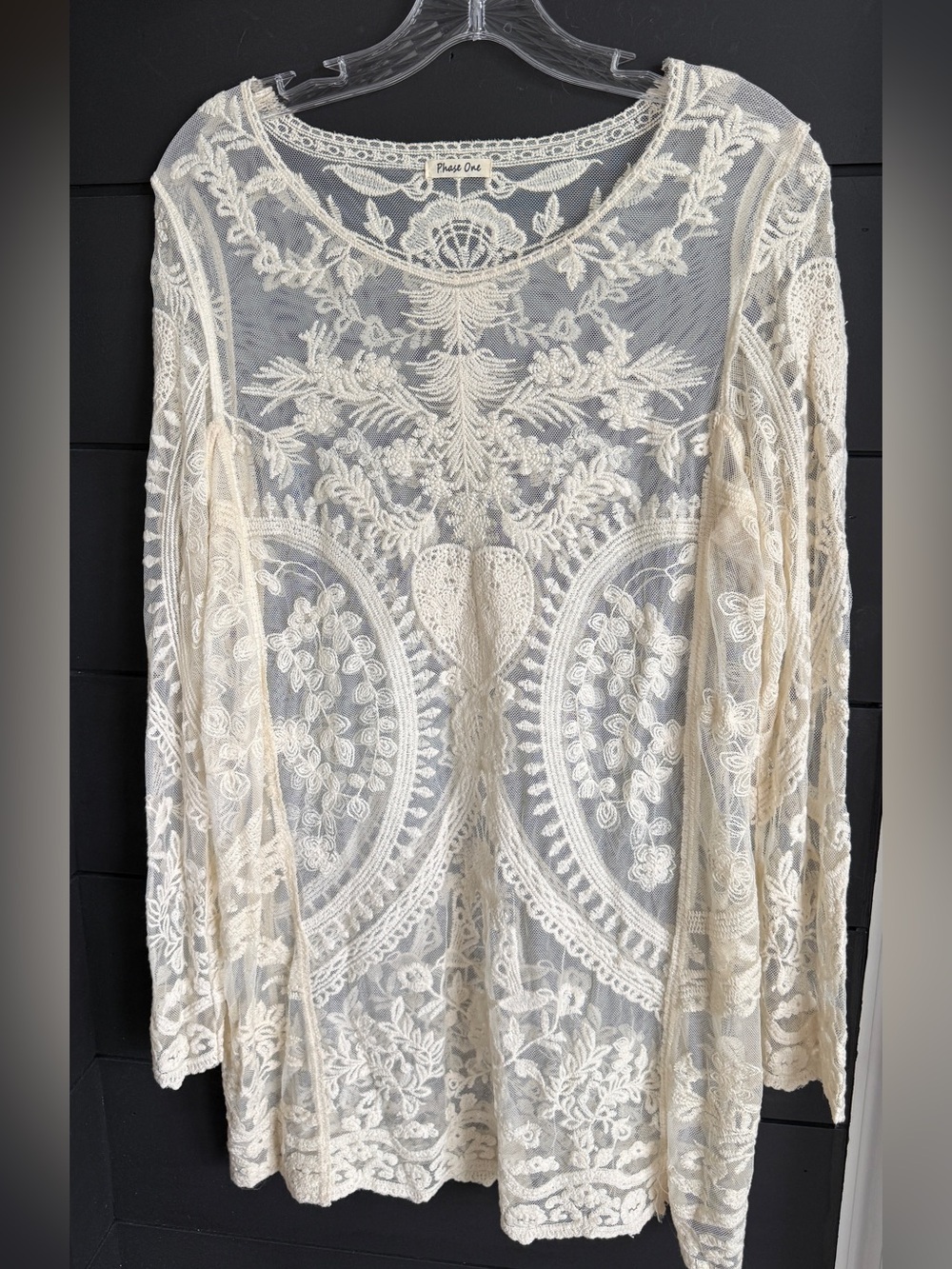 Phase One - Boho Lace Long-Sleeve Blouse in Cream